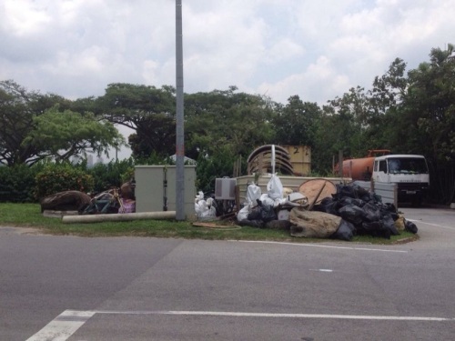 All the rubbish collected at the Rubbish Disposal Point for NEA contractors to pick up. Photo by Adrianne. 
